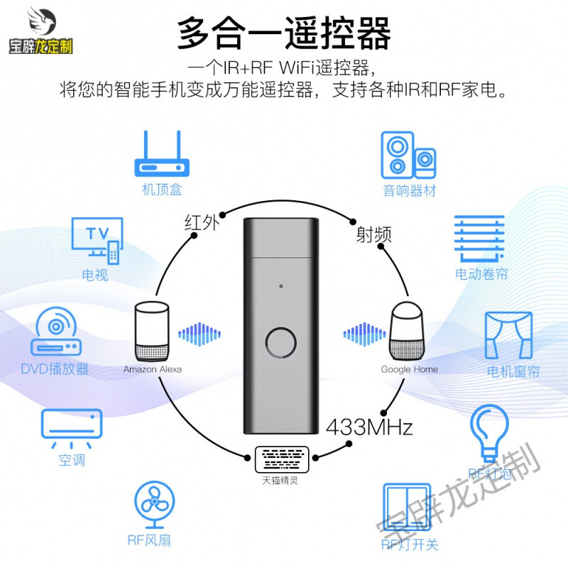 WIFI红外ir射频rf控制器 涂鸦智能app远程控制智能家居遥控器 USB款 mini 红外射频遥控器